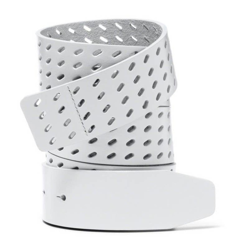 Oakley Men's Premium Leather Belt Strap With Perforated Holes - White